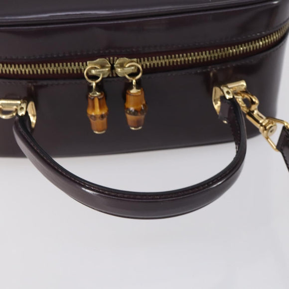 GUCCI Bamboo Hand Bag Enamel 2way Purple Gold 000 270 0323 Auth 155063