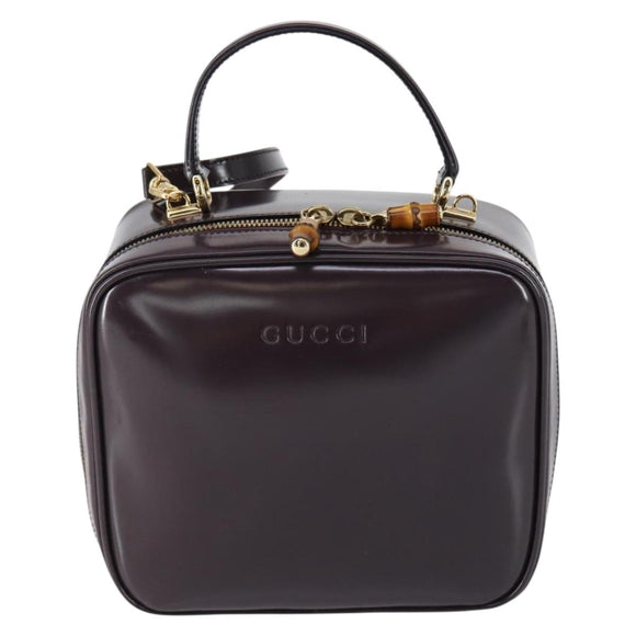 GUCCI Bamboo Hand Bag Enamel 2way Purple Gold 000 270 0323 Auth 155063