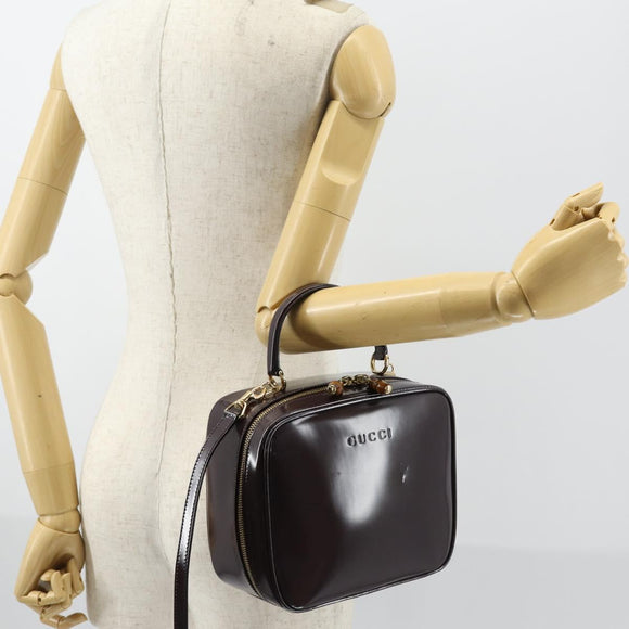 GUCCI Bamboo Hand Bag Enamel 2way Purple Gold 000 270 0323 Auth 155063