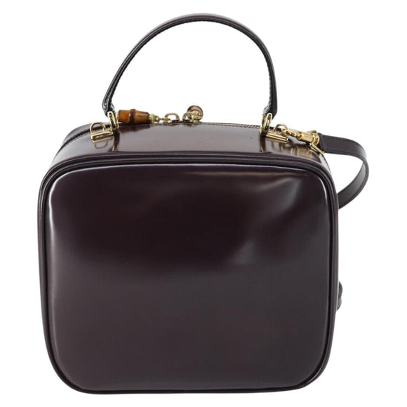 GUCCI Bamboo Hand Bag Enamel 2way Purple Gold 000 270 0323 Auth 155063