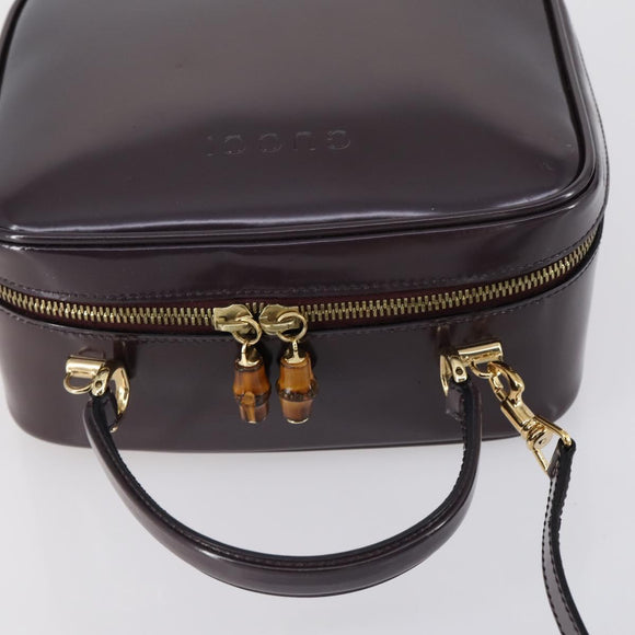 GUCCI Bamboo Hand Bag Enamel 2way Purple Gold 000 270 0323 Auth 155063