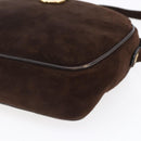 Salvatore Ferragamo Gancini Shoulder Bag Suede Brown Gold Auth 155065-10