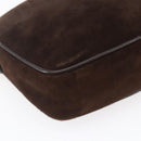 Salvatore Ferragamo Gancini Shoulder Bag Suede Brown Gold Auth 155065-11