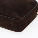 Salvatore Ferragamo Gancini Shoulder Bag Suede Brown Gold Auth 155065-12
