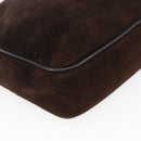 Salvatore Ferragamo Gancini Shoulder Bag Suede Brown Gold Auth 155065-13