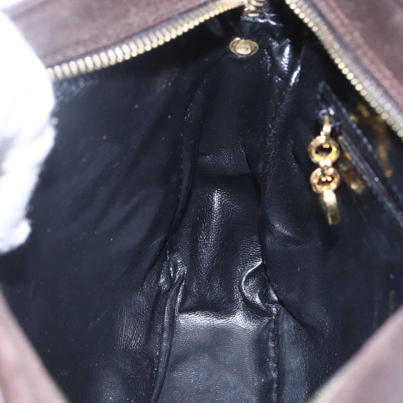 Salvatore Ferragamo Gancini Shoulder Bag Suede Brown Gold Auth 155065