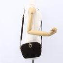 Salvatore Ferragamo Gancini Shoulder Bag Suede Brown Gold Auth 155065-22