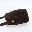 Salvatore Ferragamo Gancini Shoulder Bag Suede Brown Gold Auth 155065-4