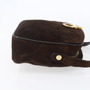 Salvatore Ferragamo Gancini Shoulder Bag Suede Brown Gold Auth 155065-5