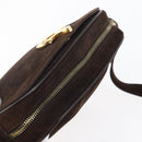 Salvatore Ferragamo Gancini Shoulder Bag Suede Brown Gold Auth 155065-6