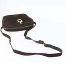 Salvatore Ferragamo Gancini Shoulder Bag Suede Brown Gold Auth 155065-7
