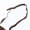 Salvatore Ferragamo Gancini Shoulder Bag Suede Brown Gold Auth 155065-8