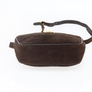 Salvatore Ferragamo Gancini Shoulder Bag Suede Brown Gold Auth 155065-9