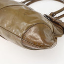 Salvatore Ferragamo Gancini Shoulder Bag Enamel Brown Silver Auth 155066-10