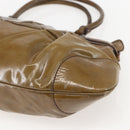 Salvatore Ferragamo Gancini Shoulder Bag Enamel Brown Silver Auth 155066-12