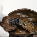 Salvatore Ferragamo Gancini Shoulder Bag Enamel Brown Silver Auth 155066-14