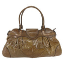 Salvatore Ferragamo Gancini Shoulder Bag Enamel Brown Silver Auth 155066-3