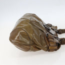 Salvatore Ferragamo Gancini Shoulder Bag Enamel Brown Silver Auth 155066-5