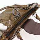 Salvatore Ferragamo Gancini Shoulder Bag Enamel Brown Silver Auth 155066-6