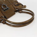 Salvatore Ferragamo Gancini Shoulder Bag Enamel Brown Silver Auth 155066-7