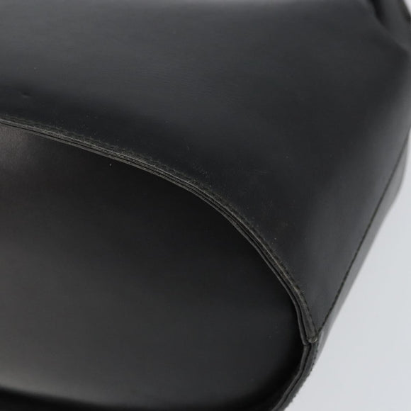 Salvatore Ferragamo Gancini Shoulder Bag Leather Black Gold Auth 155067