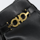 Salvatore Ferragamo Gancini Shoulder Bag Leather Black Gold Auth 155067-14