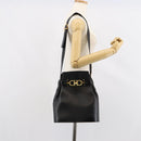 Salvatore Ferragamo Gancini Shoulder Bag Leather Black Gold Auth 155067-21