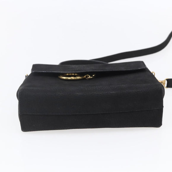 CELINE Shoulder Bag Leather Black Gold Auth 155068