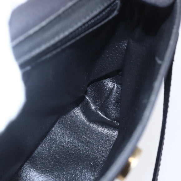 CELINE Shoulder Bag Leather Black Gold Auth 155068