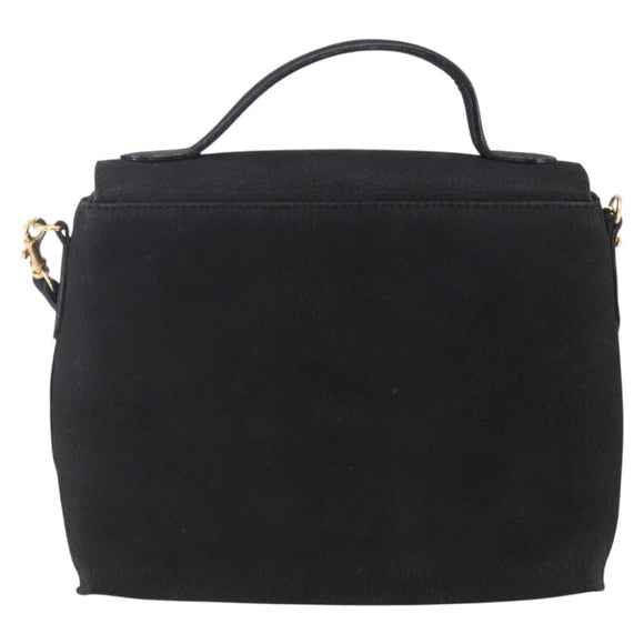 CELINE Shoulder Bag Leather Black Gold Auth 155068