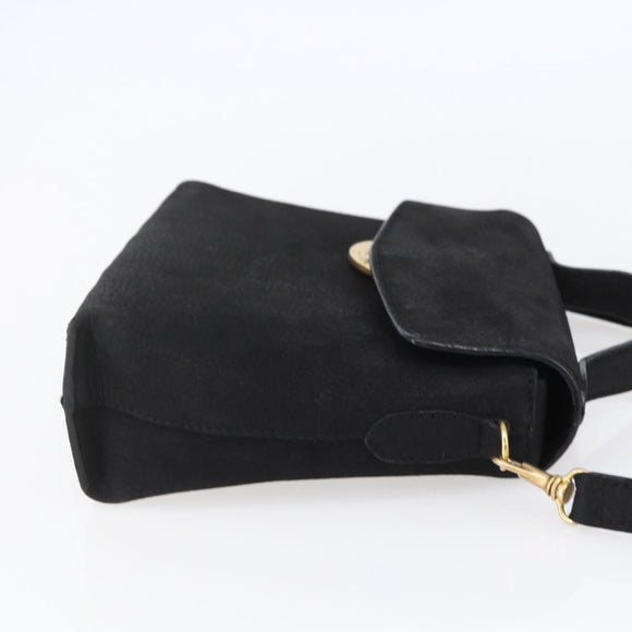 CELINE Shoulder Bag Leather Black Gold Auth 155068