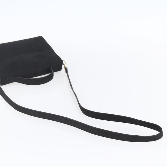 CELINE Shoulder Bag Leather Black Gold Auth 155068