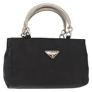 PRADA Hand Bag Nylon Metal Black Gold Auth 155069-1