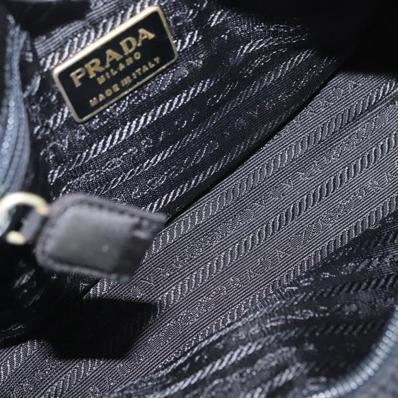 PRADA Hand Bag Nylon Metal Black Gold Auth 155069