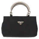 PRADA Hand Bag Nylon Metal Black Gold Auth 155069-2