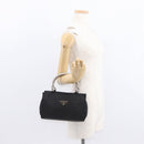 PRADA Hand Bag Nylon Metal Black Gold Auth 155069-23