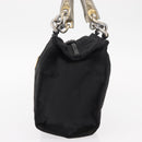 PRADA Hand Bag Nylon Metal Black Gold Auth 155069-4