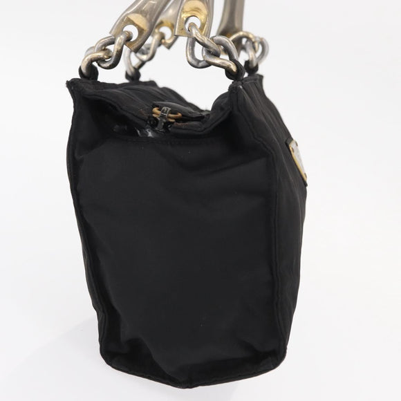 PRADA Hand Bag Nylon Metal Black Gold Auth 155069