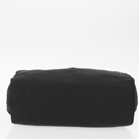 PRADA Hand Bag Nylon Metal Black Gold Auth 155069
