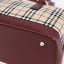 BURBERRY Nova Check Hand Bag Canvas Leather Beige Gold Auth 155070-9
