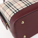 BURBERRY Nova Check Hand Bag Canvas Leather Beige Gold Auth 155070-14