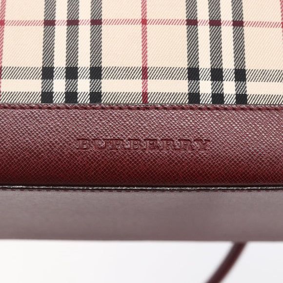 BURBERRY Nova Check Hand Bag Canvas Leather Beige Gold Auth 155070