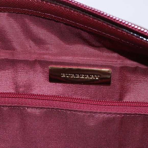 BURBERRY Nova Check Hand Bag Canvas Leather Beige Gold Auth 155070