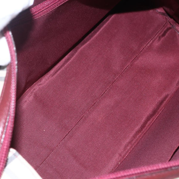 BURBERRY Nova Check Hand Bag Canvas Leather Beige Gold Auth 155070