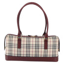 BURBERRY Nova Check Hand Bag Canvas Leather Beige Gold Auth 155070-13