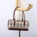 BURBERRY Nova Check Hand Bag Canvas Leather Beige Gold Auth 155070-23