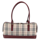 BURBERRY Nova Check Hand Bag Canvas Leather Beige Gold Auth 155070-2