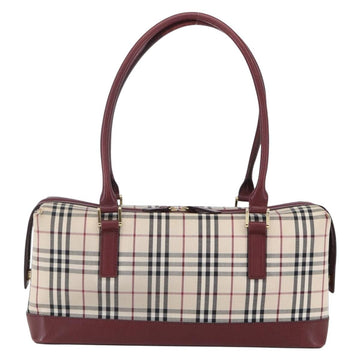 BURBERRY Nova Check Hand Bag Canvas Leather Beige Gold Auth 155070 - 0