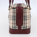 BURBERRY Nova Check Hand Bag Canvas Leather Beige Gold Auth 155070-3