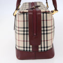BURBERRY Nova Check Hand Bag Canvas Leather Beige Gold Auth 155070-4